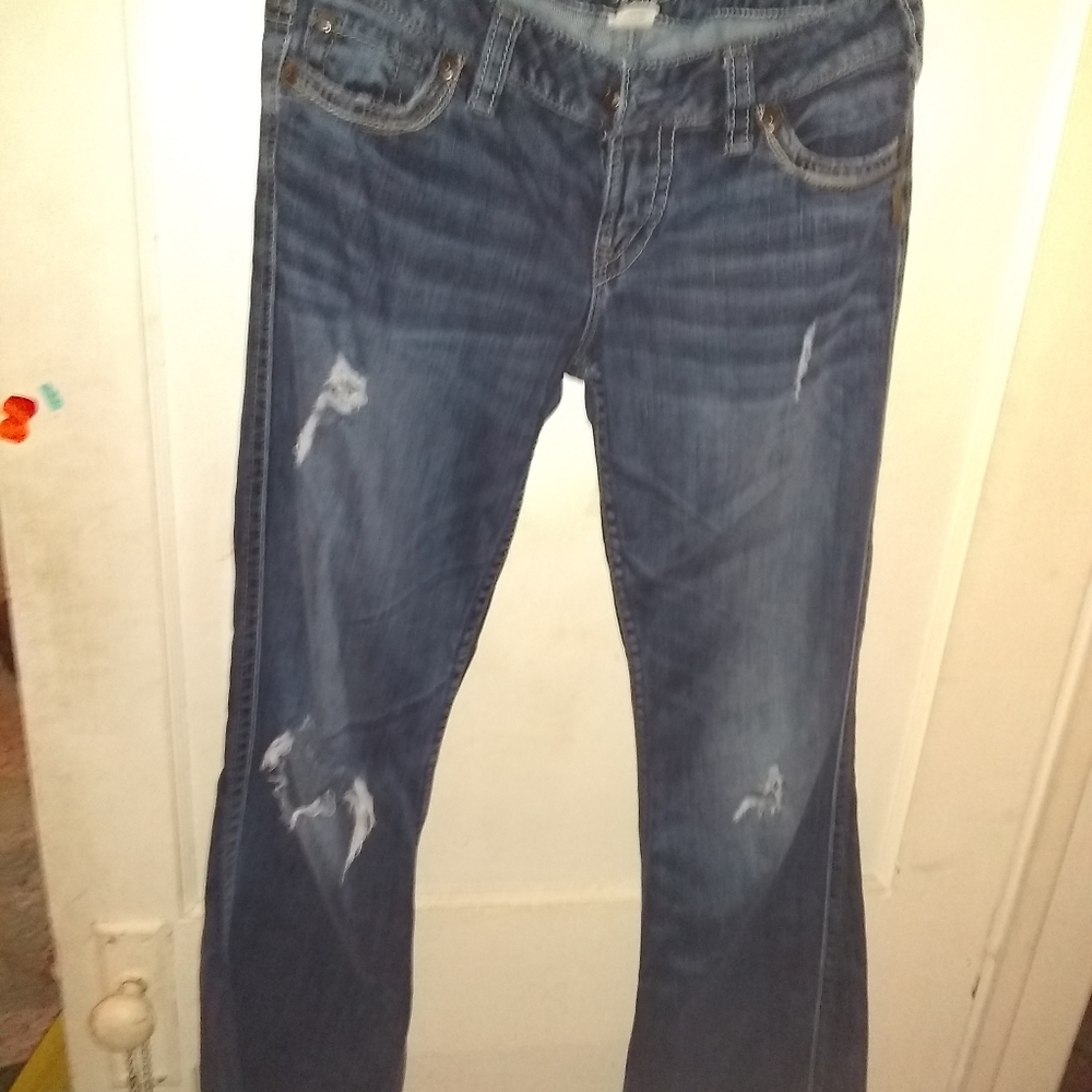 Destressed Silver Jeans